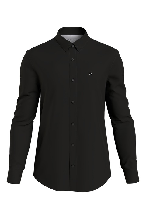 CALVIN KLEIN, Camasa slim fit din amestec de bumbac organic, Negru