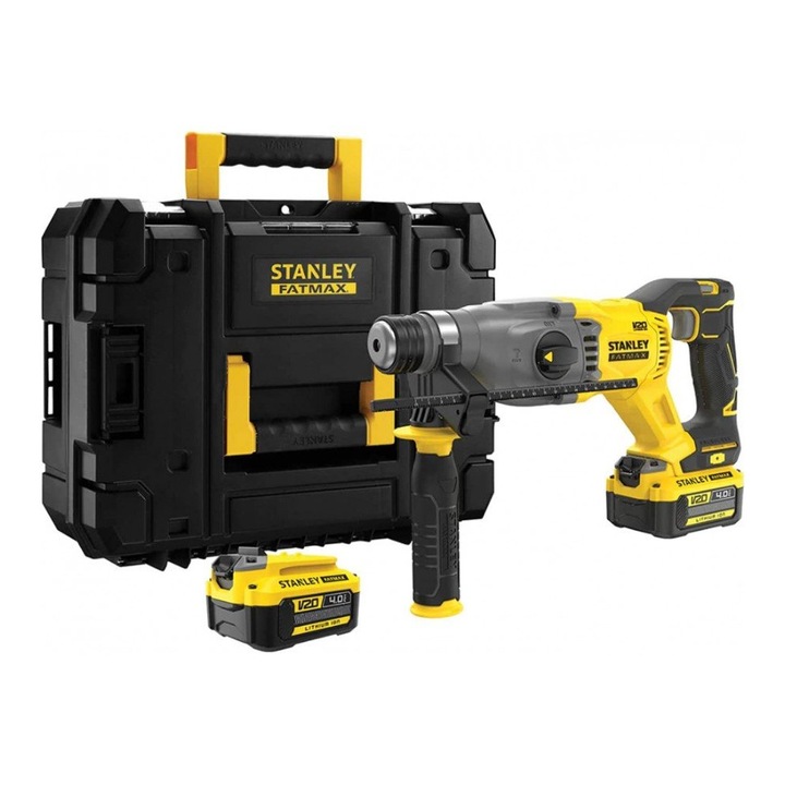 STANLEY FATMAX V20 forgókalapács 2db akkumulátorral 18V 4Ah töltő SDS-Plus szorítórendszer SFMCH900M22-QW