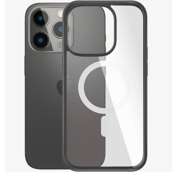 Husa de protectie PanzerGlass MagSafe pentru Apple iPhone 14 Pro, Transparenta/rama Neagra