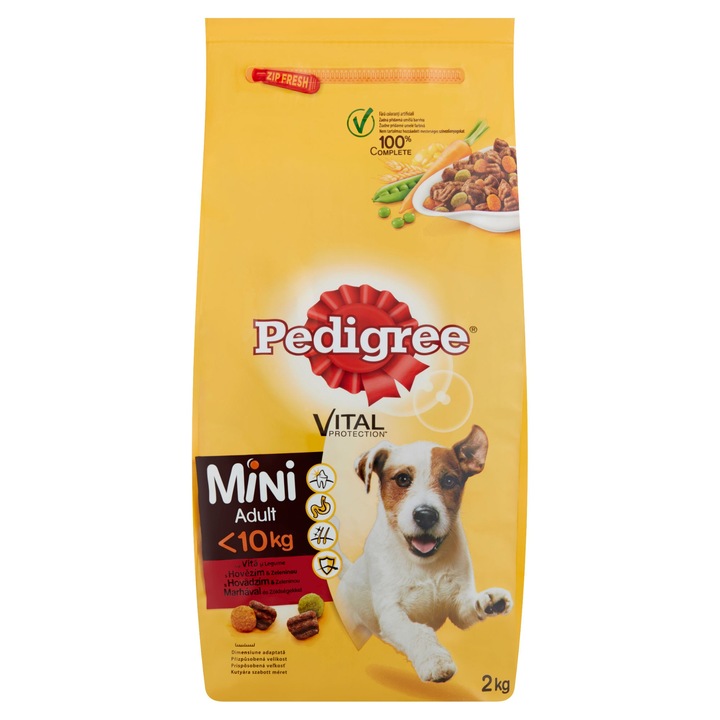 Пълноценна храна за малки кучета Pedigree Mini Adult, възрастен, телешко, 2 кг