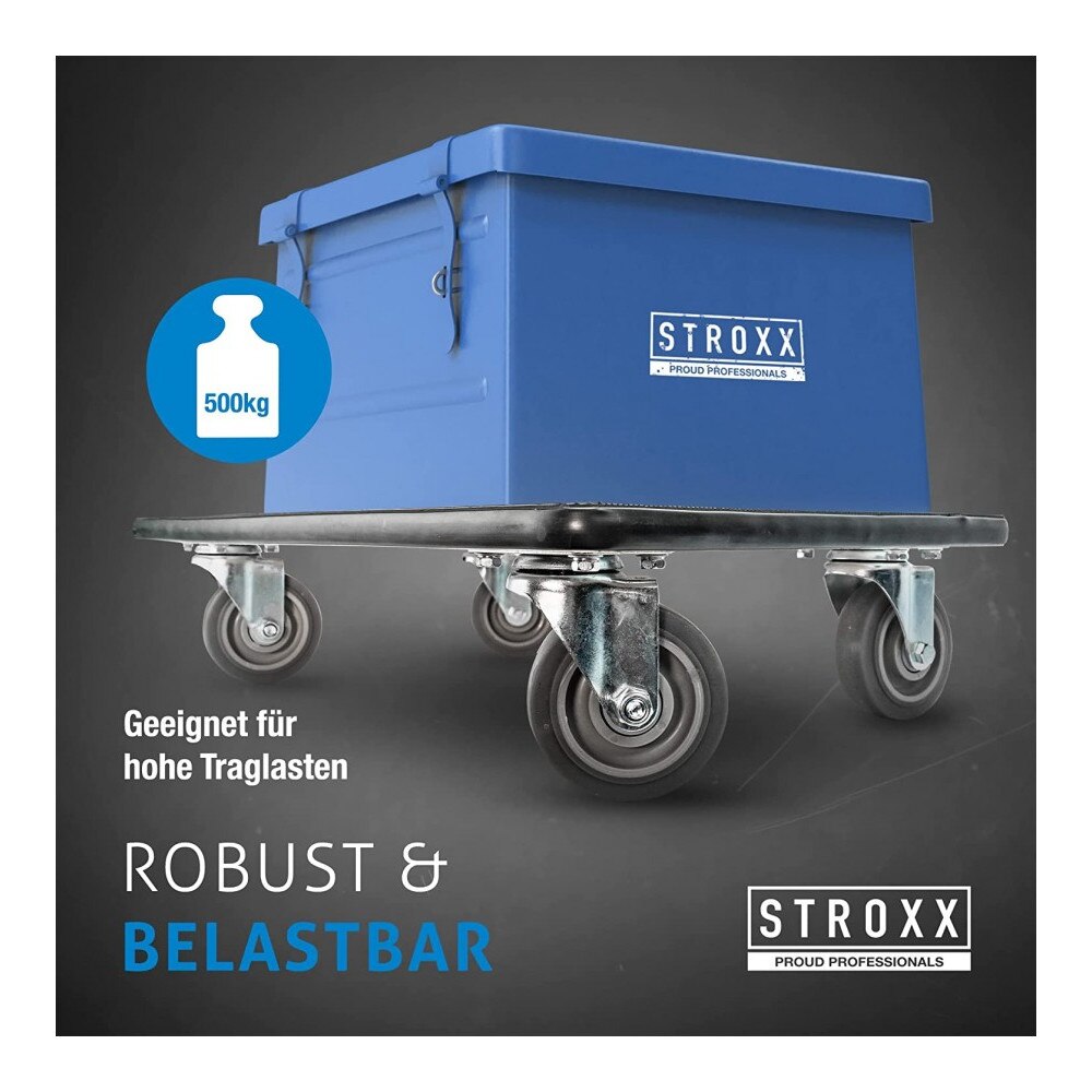 Platforma de transport cu roti STROXX, dimensiune 600 x 400 mm, cu 4 ...