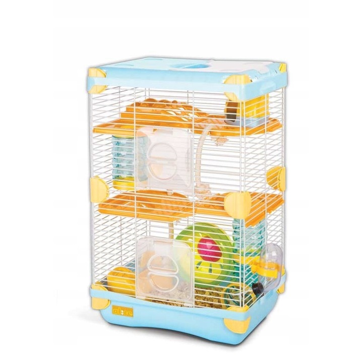Cusca pentru hamsteri, Happet, Plastic/Metal, S, 28 x 21 x 43 cm, Multicolor