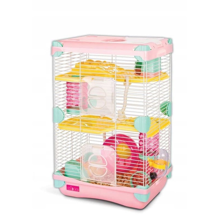 Cusca pentru hamsteri, Happet, Plastic/Metal, S, 28 x 21 x 43 cm, Multicolor