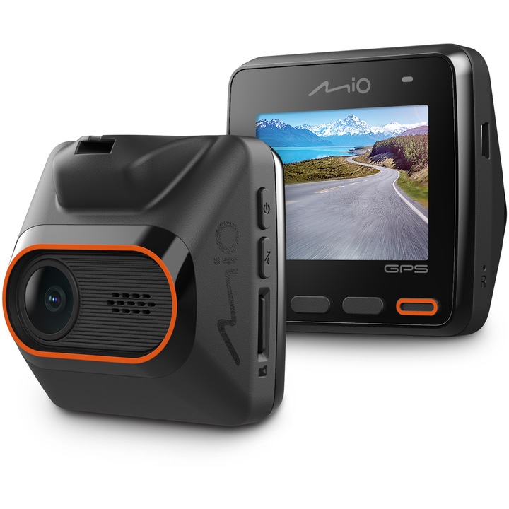 Camera video auto Mio MiVue C430, Full HD, GPS, Night Vision, Alerta radar fix