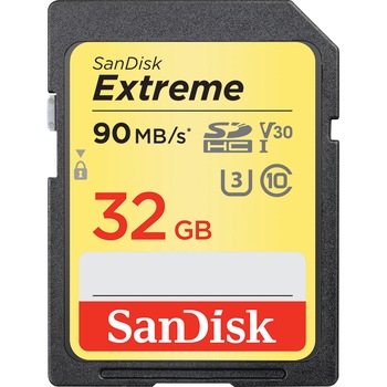Card de memorie SanDisk Extreme SDHC, 32 GB, V30 - Video, 90 MB/s Card de memorie SanDisk Extreme SDHC, 32 GB, V30 - Video, 90 MB/s