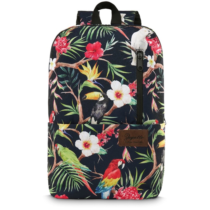 Zagatto Urban iskolai hátizsák, női, férfi, turista hátizsák A4-es virágokkal, ZG691