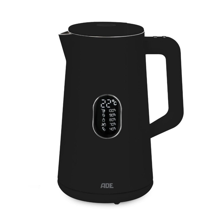 Elektromos vízforraló hőfokszabályzóval ADE, duplafalú, 1,5 l, 20 x 15 x 27 cm, fekete