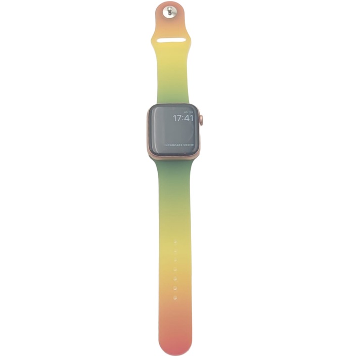 Szilikon okosóra szíj kompatibilis Apple Watch 1/2/3/4/5/6/7/SE, 38/40/41mm SM, színátmenet sárga / zöld