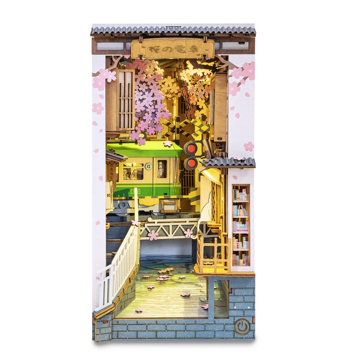 Rolife 3D Puzzle, Miniatűr ház Könyvkuckó DYI Sakura Densya, 340 db-os