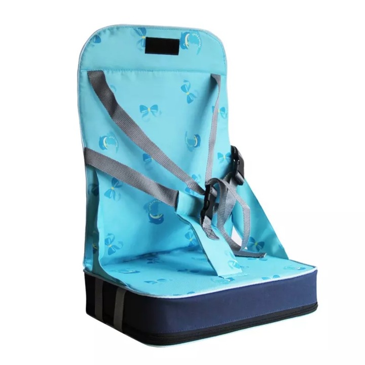 Inaltator pentru scaun de masa sau scaun de sufragerie pentru copii pliabil cu geanta, portabil de la 9 luni la 3 ani, albastru