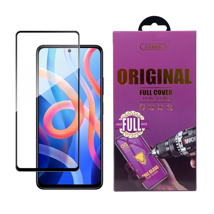 Стъклен Протектор OG за Xiaomi Redmi Note 11 5G, Прозрачен/ Черен