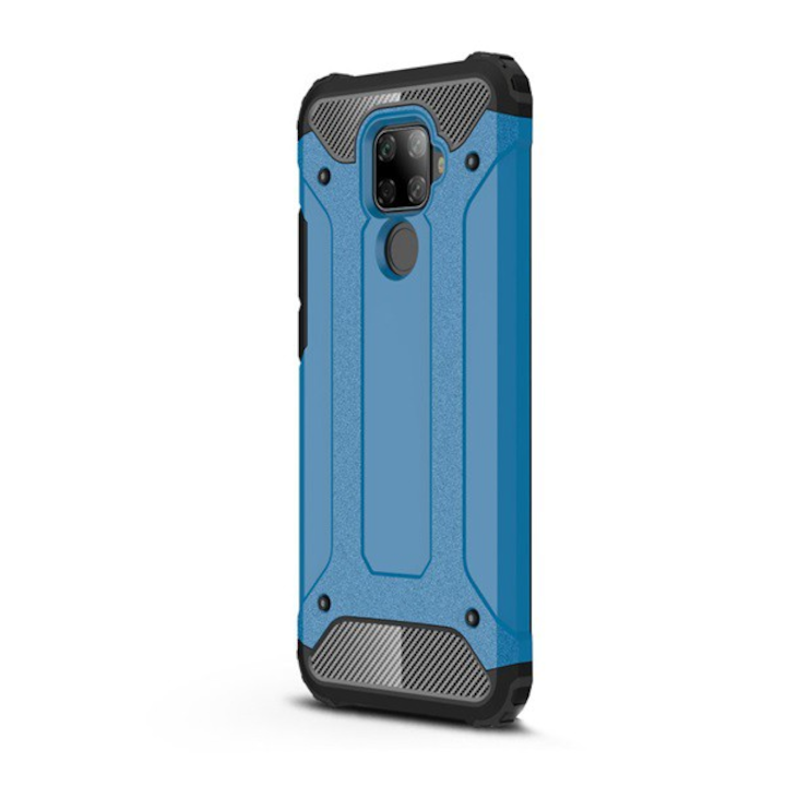 Defender műanyag telefonvédő (közepesen ütésálló, légpárnás sarok, szilikon belső, fémhatás) VILÁGOSKÉK [Huawei Mate 30 Lite (Nova 5i Pro)] (5996457902804)
