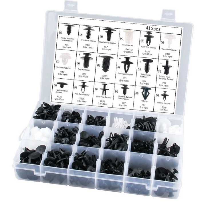 Clipuri de fixare din plastic Clipsuri auto / tapiterie pentru Ford 415buc