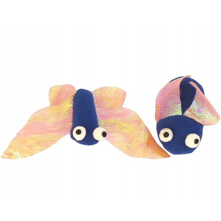 2 db Happet játék szórólap készlet, macskáknak, 8 cm, textil, kék, narancs