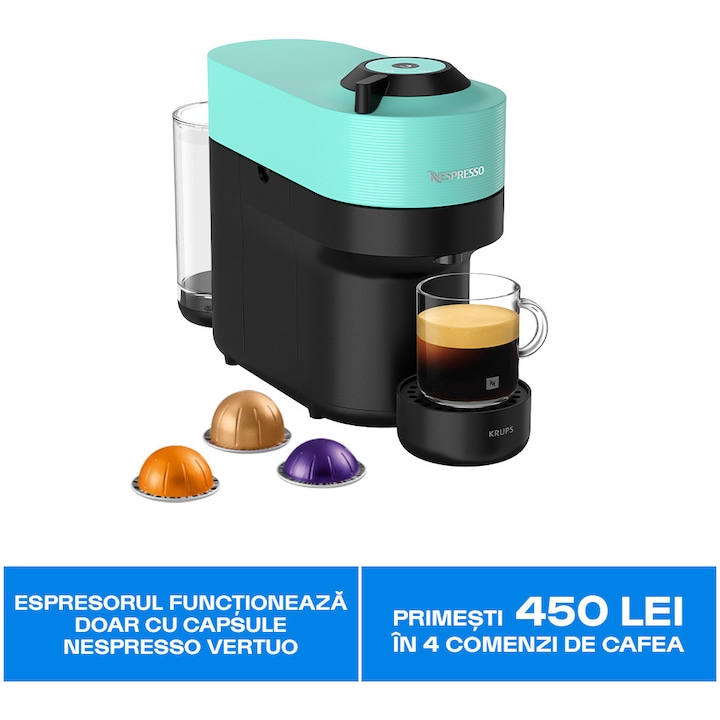 Espressor Nespresso by Krups Essenza Mini XN110B10, 1260W, 19 Bar, 0.6L, Gri, set capsule degustare inclus