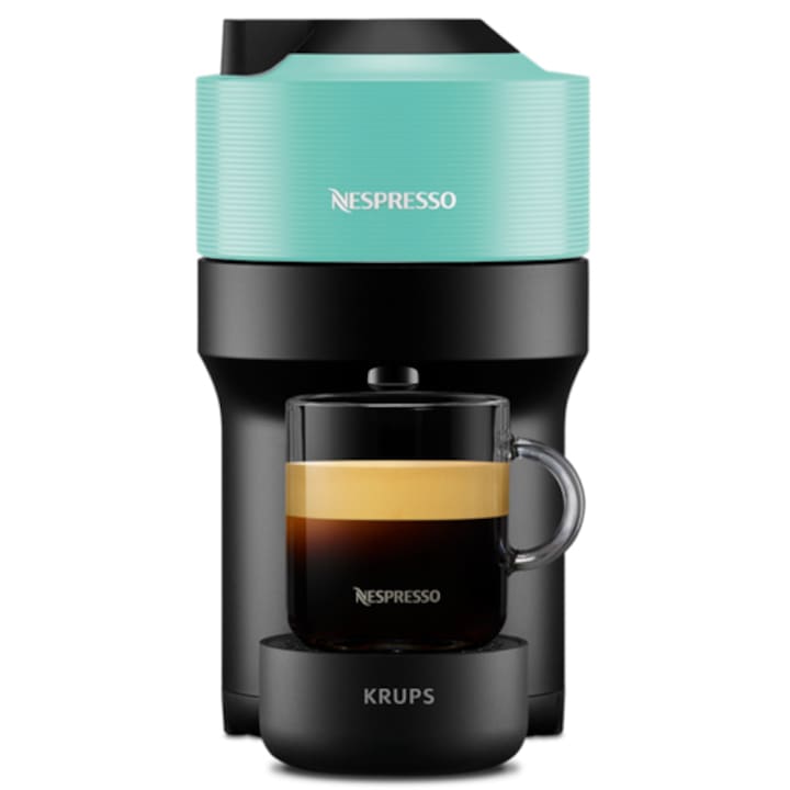 Krups Nespresso Vertuo Pop XN920410 Kapszulás kávéfőző, 1500W, Centrifusion™ technológia, 4 csészeméret, 0.56L, Menta