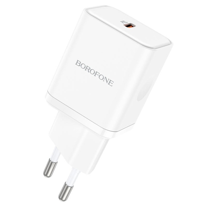 Мрежово зарядно Borofone BN6, Quick Charge 3.0, 20W, USB-C, PD, Бяло