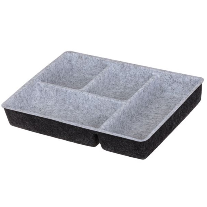 Органайзер за чекмеджета с 4 места, Herum, сив, 30 x 22 x 5 cm