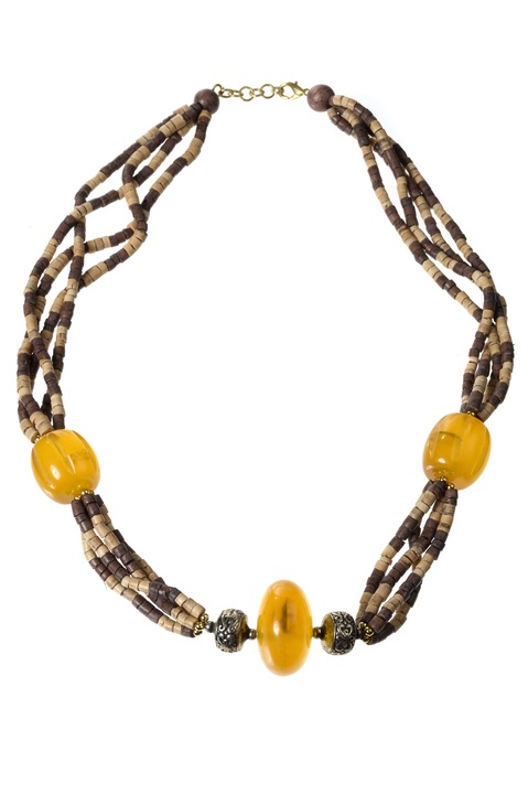 Колие, Gloria Maris, Handmade23 оранжево/кафяво, 60 см