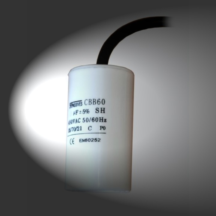 Condensateur Moteur 8µF 450V CBB60F-8/450 - Pour Moteurs électriques, -25 à 70°C