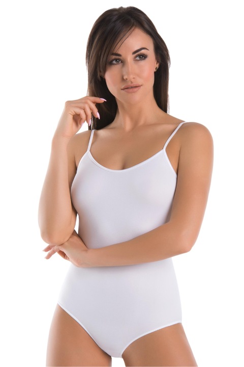 Дамско боди от вискоза с презрамки Classico, Teyli, Бял