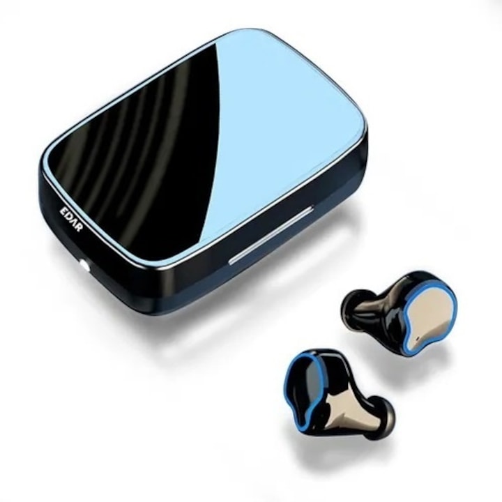 EDAR vezeték nélküli fejhallgató, TWS, Bluetooth V 5.1, fekete, LED kijelzővel és zseblámpával