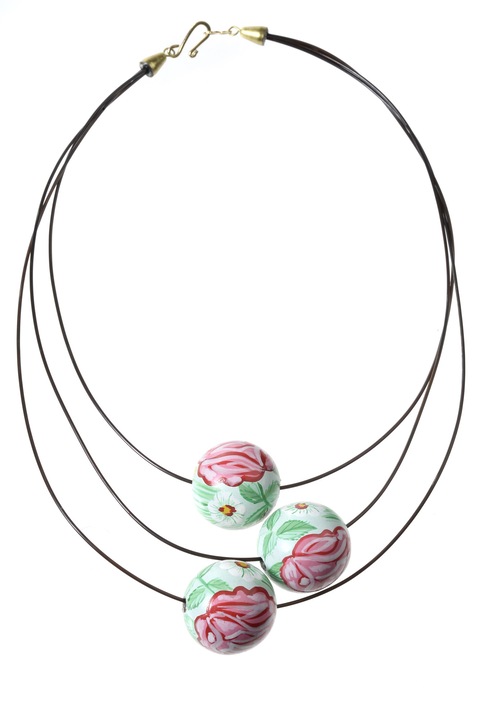 Колие, Gloria Maris, Flower357 Светлозелено/Розово, 45 см