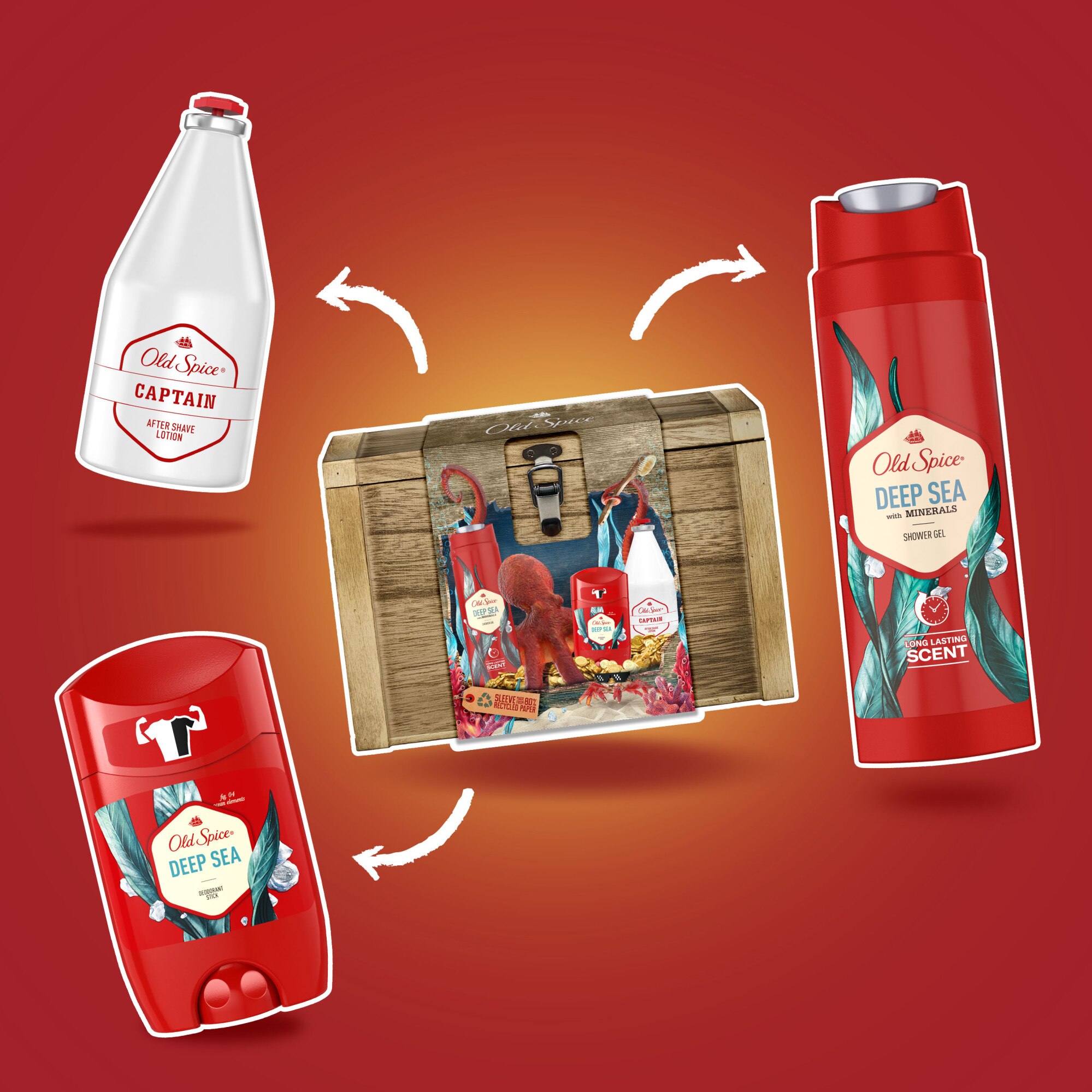 Подаръчен комплект Old Spice Treasure Chest Дезодорант стик Deep Sea