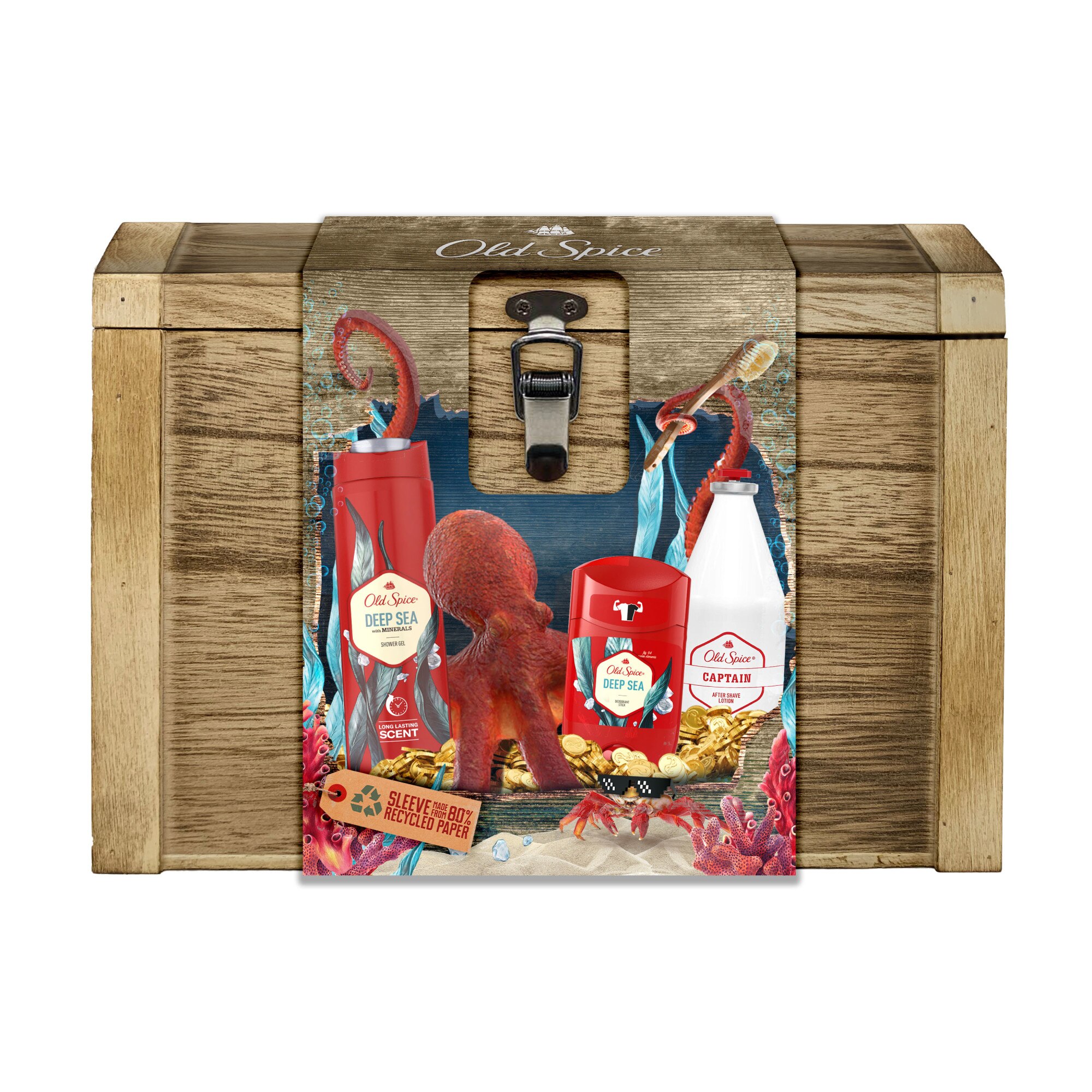 Подаръчен комплект Old Spice Treasure Chest Дезодорант стик Deep Sea