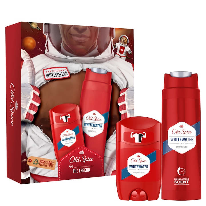 Set Cadou Old Spice Astronaut: Gel de dus Whitewater, 250 ml + Deodorant stick Whitewater, 50 ml