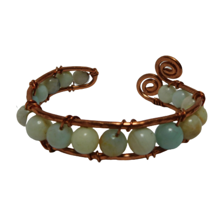 Bratara de dama, din cupru, Duet cu amazonit