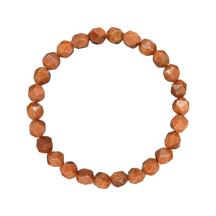 Bratara Goldstone Rosu, sfere maxifatetate 8mm, 19 cm, cristale semipretioase, unisex, e-crystals