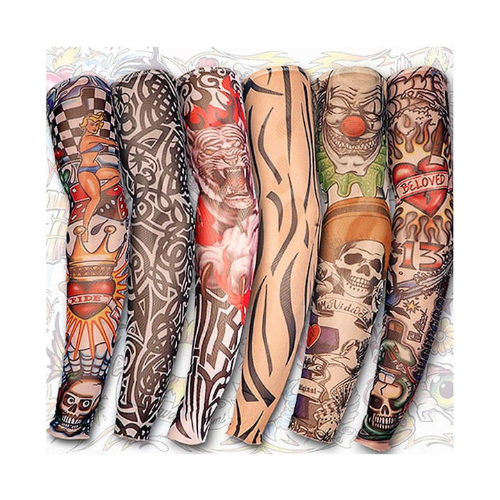 Set 6 maneci tatuaje, Yatovur, Textil, Multicolor