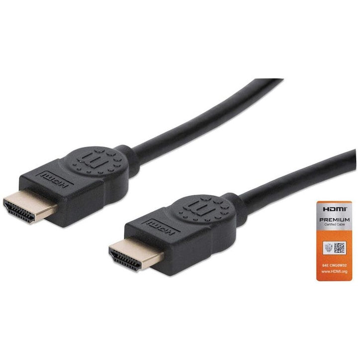 Nagy sebességű HDMI kábel Ethernet Premium 5m Manhattan ICOC HDMI-4-050M 355360