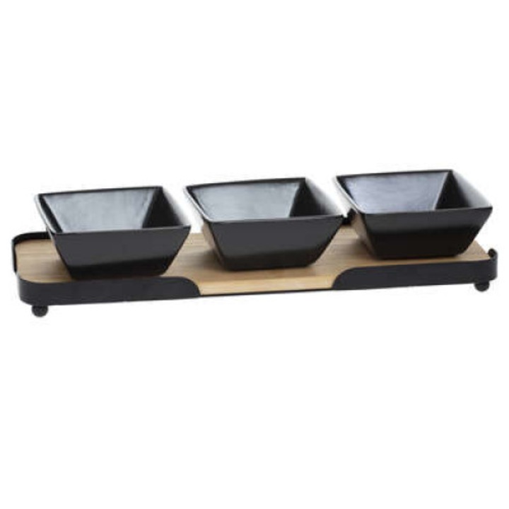 Set aperitiv bamboo black 4 piese-160740