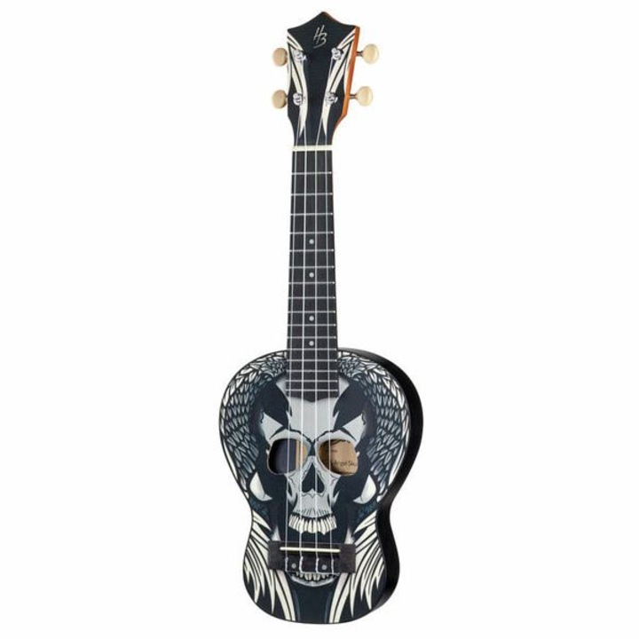 Harley Benton World szoprán ukulele, UV-nyomtatott "Angel Skull" mintával
