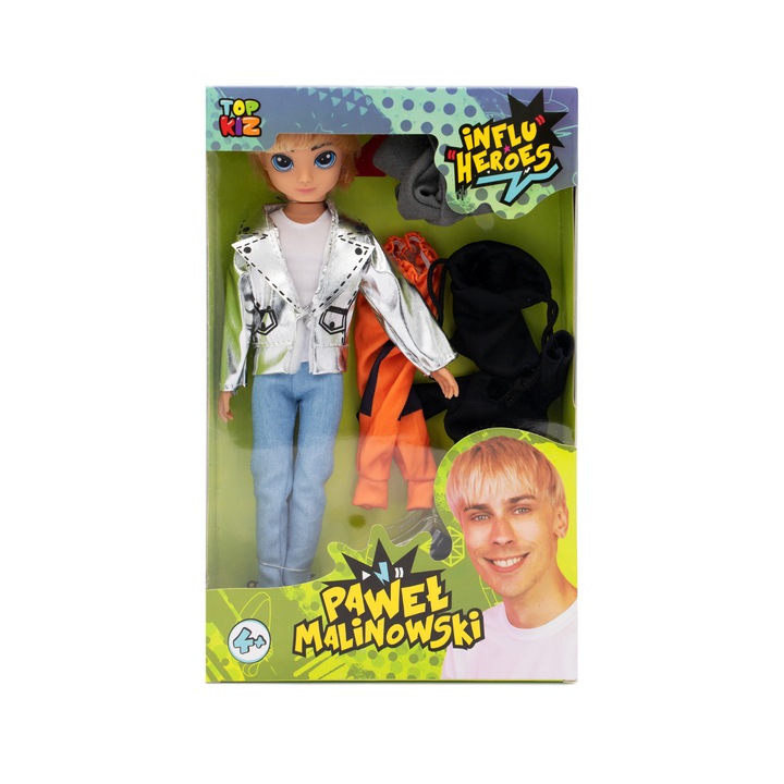 Комплект кукли Influ Heroes Pawel с аксесоари, 30 см, многоцветни