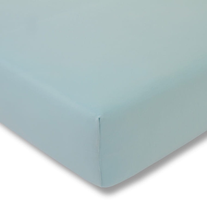 Cearceaf de pat cu elastic Estella, Bumbac, 100x200 cm, Albastru deschis