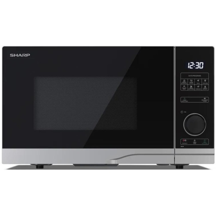 Cuptor cu microunde Sharp YC-PS234AE-S, 23L, 900 W, Control Semi-Digital, 8 programe, 10 trepte putere Argintiu