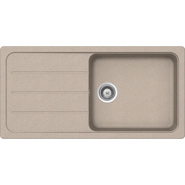 Chiuveta granit Schock Formhaus D-100L Sabbia, 1000 x 500 mm, adancime cuva 190 mm, reversibila, montare pe blat