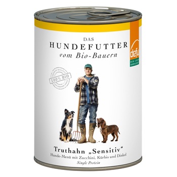 Meniu hrana umeda pentru caini, DEFU BIO, carne de curcan, 410 g Meniu hrana umeda pentru caini, DEFU BIO, carne de curcan, 410 g