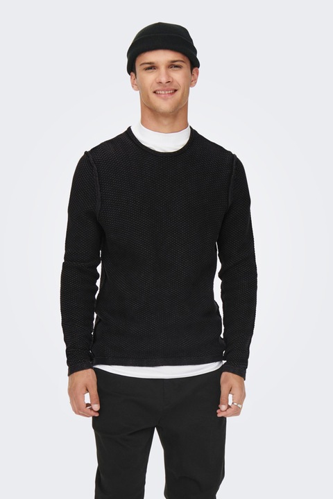 Only & sons, Пуловер Pavo с овално деколте, Черен, L