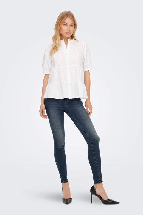 Only, Blugi skinny cu aspect decolorat, Albastru inchis