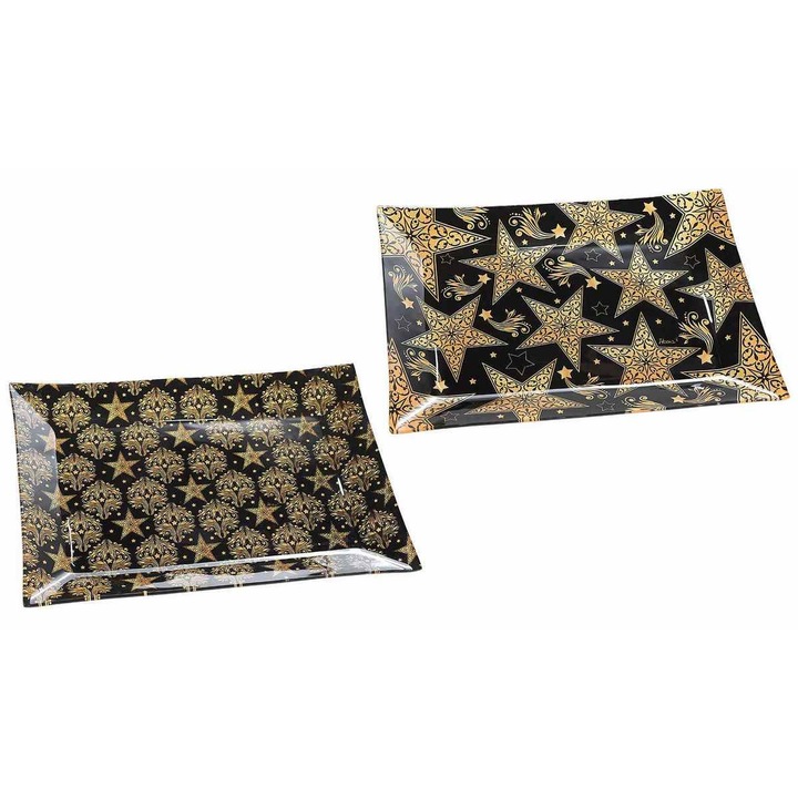 Set 2 platouri sticla Craciun 35x25 cm