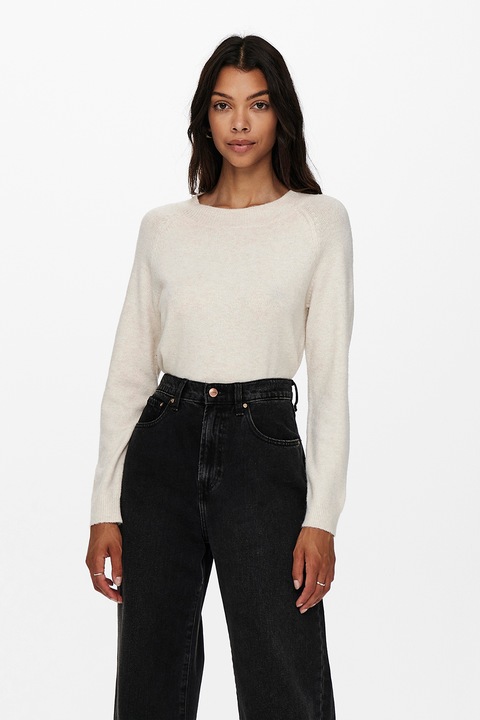 Only, Pulover tricotat fin cu maneci raglan, Maro nisip