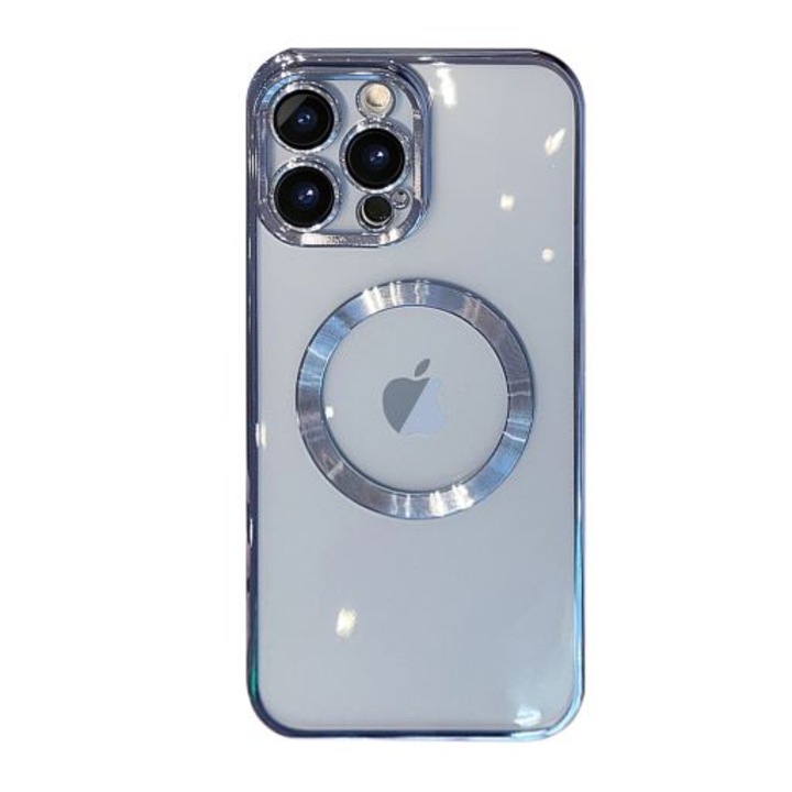 Husa Magnetic Luxury compatibila cu Iphone 15 Pro cu protectie camera, Albastru, TELGORBCS