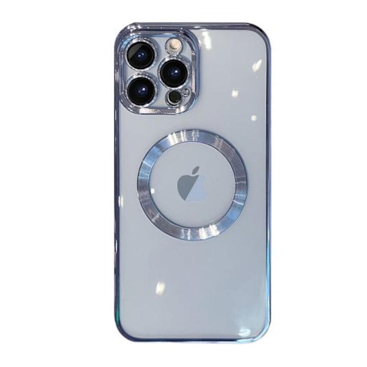 Husa Magnetic Luxury compatibila cu Iphone 15 Pro Max cu protectie camera, Albastru, TELGORBCS