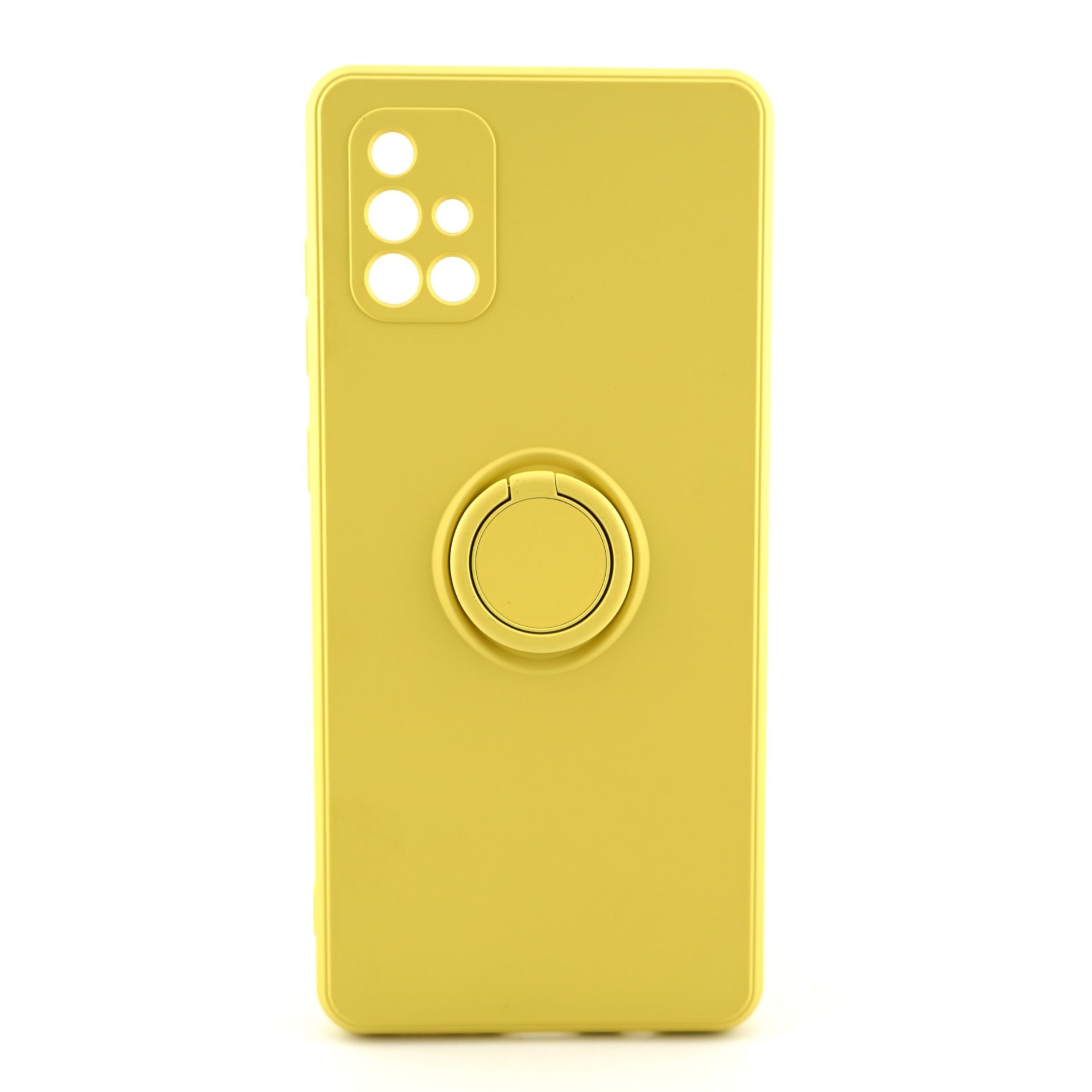 Husa protectie Flippy compatibila cu Samsung Galaxy A71 Liquid Silicone Ring cu suport rotativ Galben