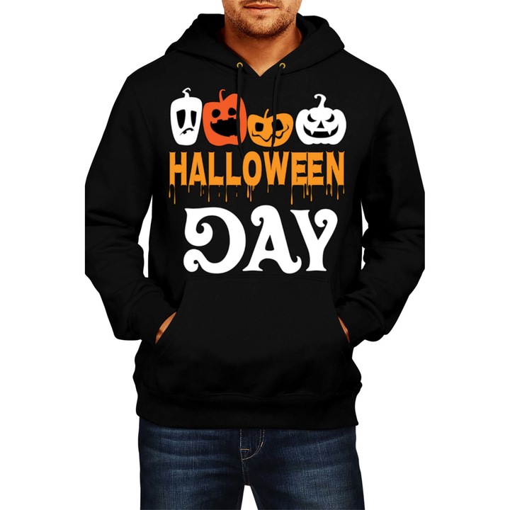 Hanorac Barbat Halloween Halloween Day, Negru