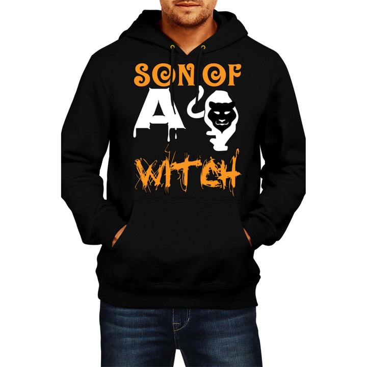Hanorac Barbat Halloween Son Of A Witch 2, Negru